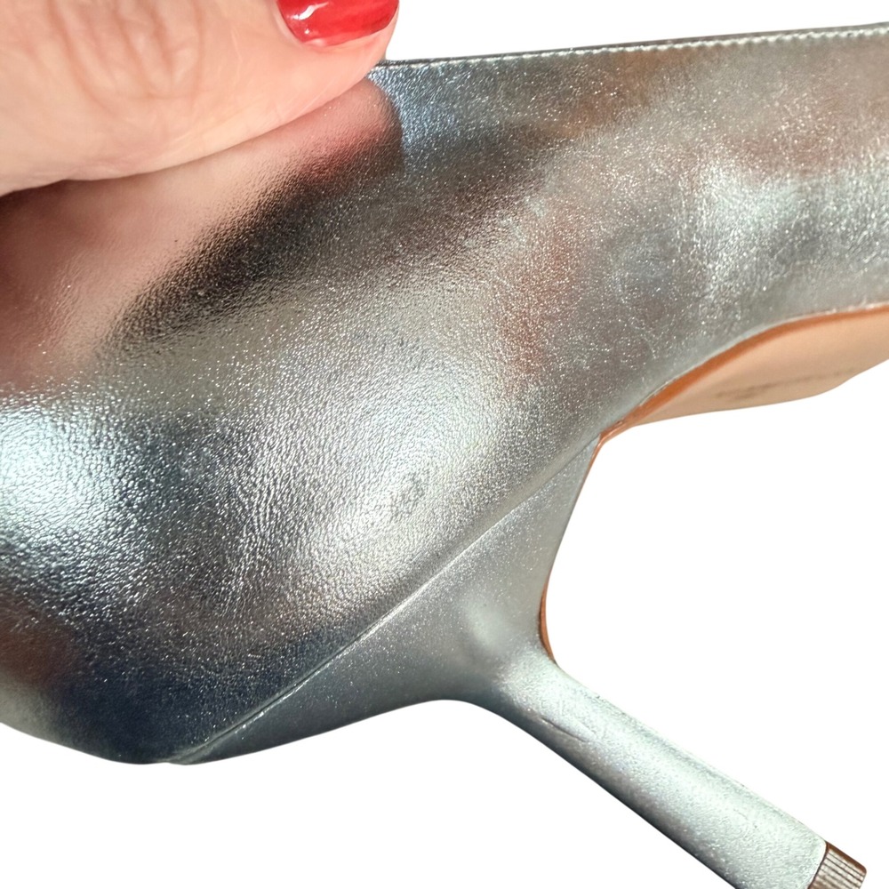 Kenneth Cole Beatrix Pumps Womens 8M‎ Silver Pointed Toe Stiletto Metallic Heels - Picture 4 of 13